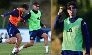 Cầu thủ Italy bịt một mắt khi tập luyện